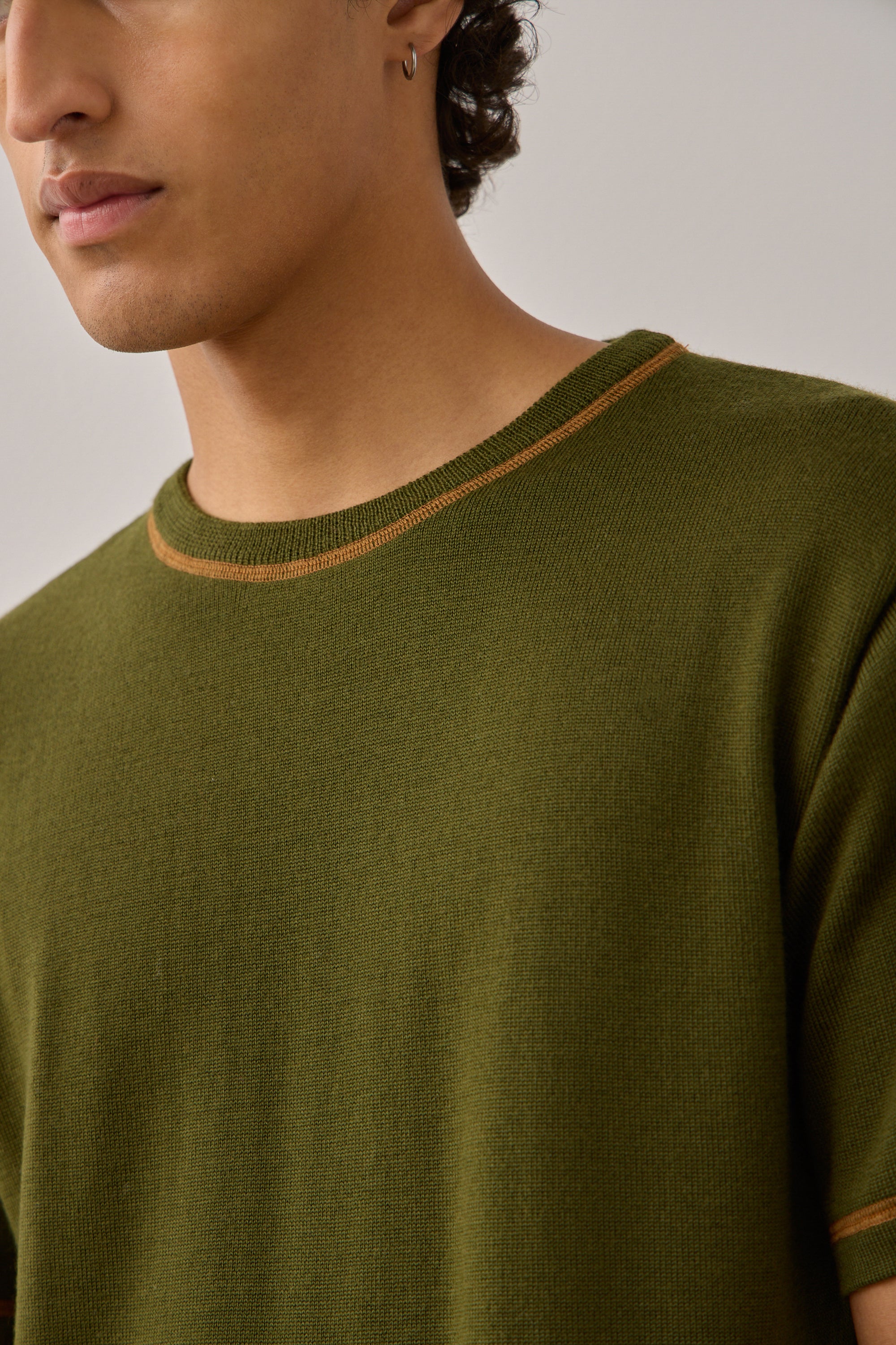 S/S T-Shirt In Forest Green Merino Wool