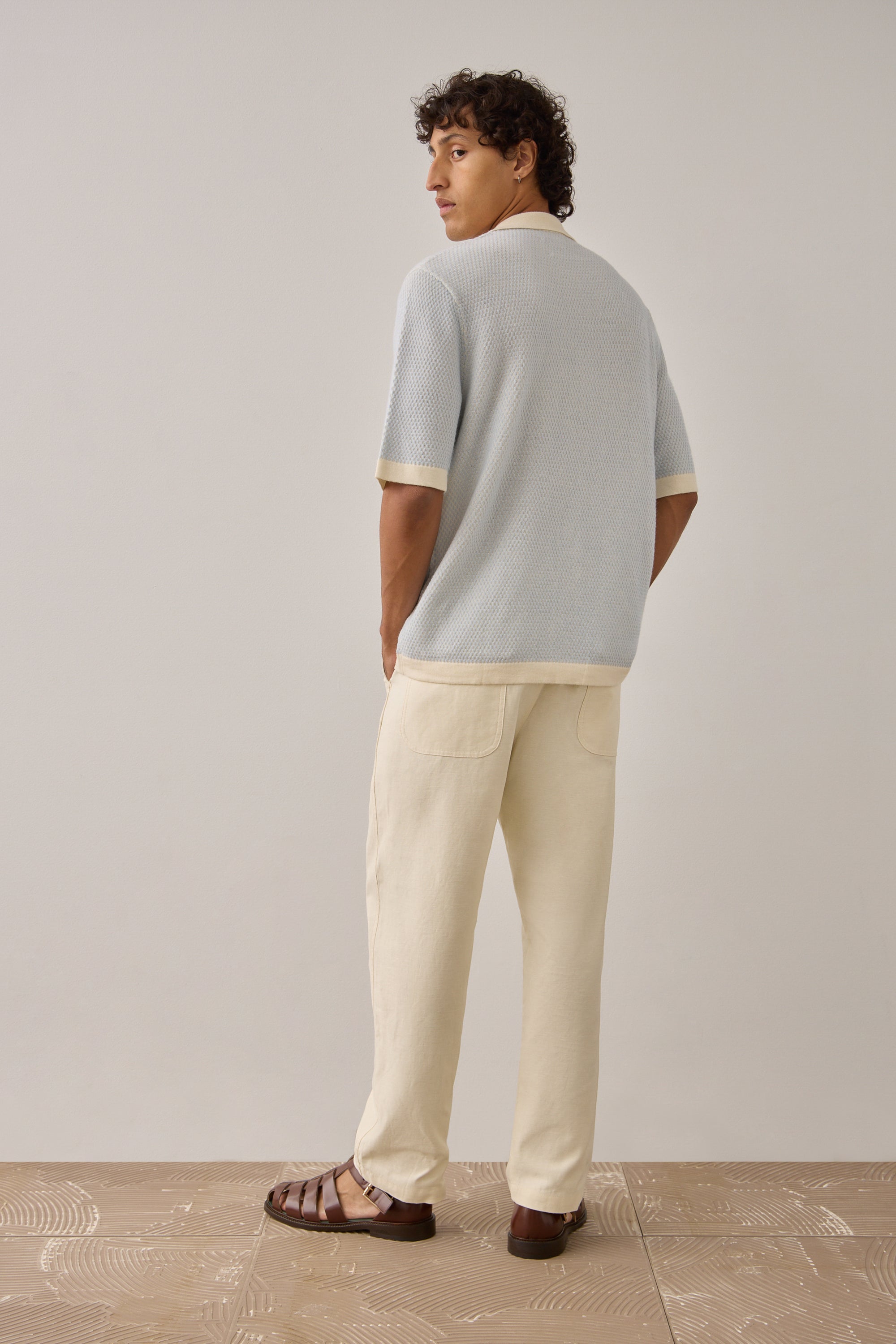 S/S Shirt in Powder Blue Merino Wool