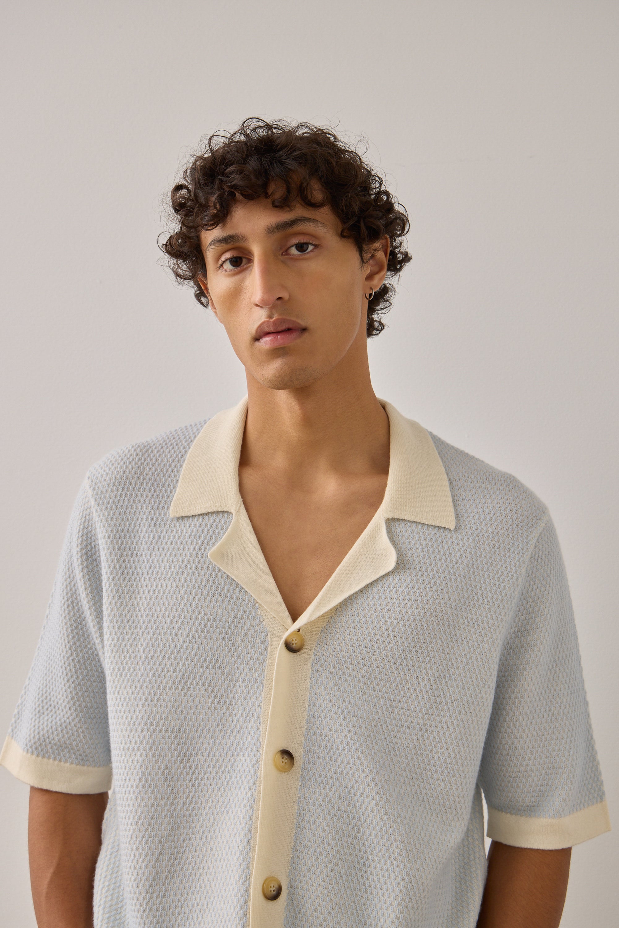 S/S Shirt in Powder Blue Merino Wool