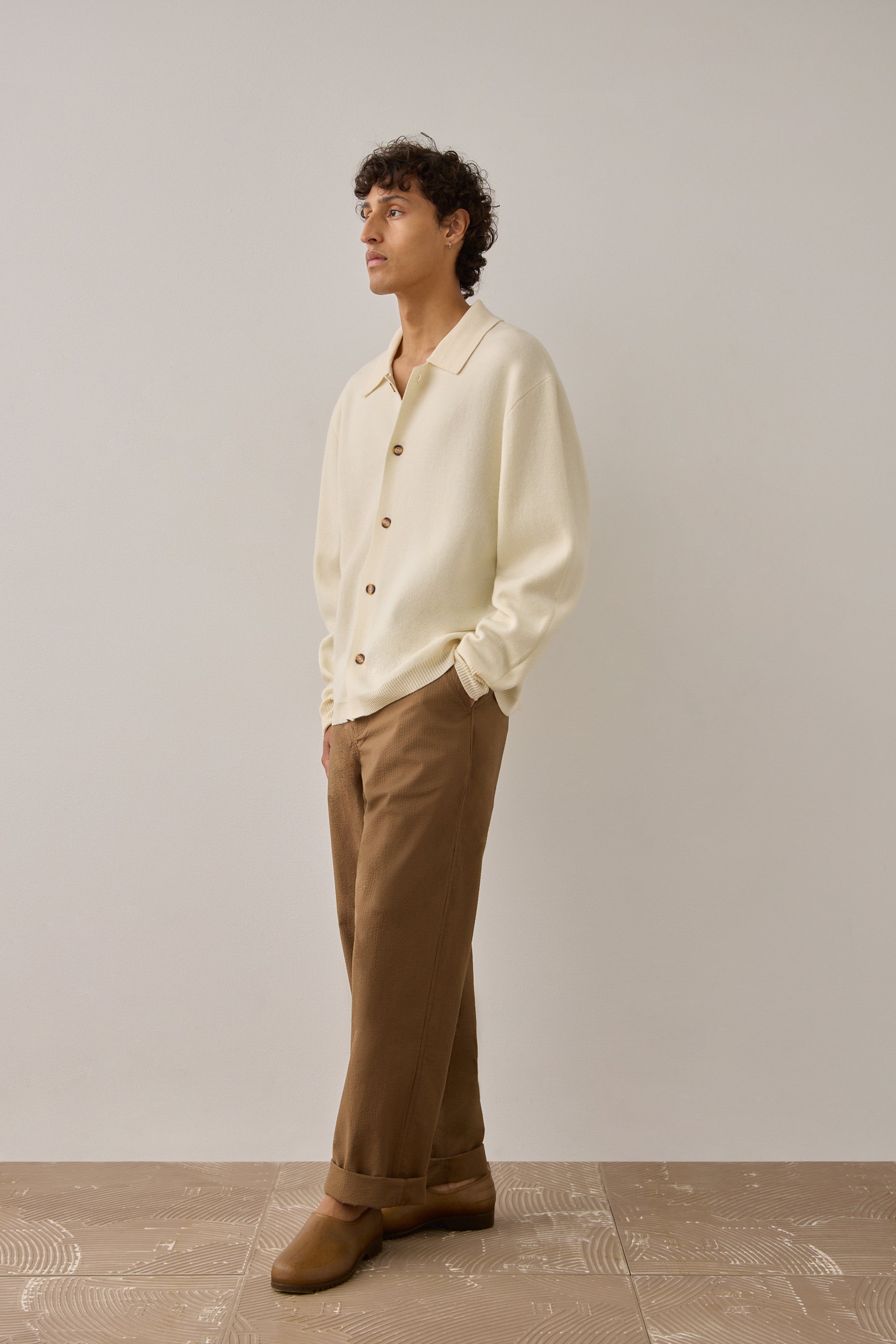 L/S Merino Wool Shirt Jacket in Cream