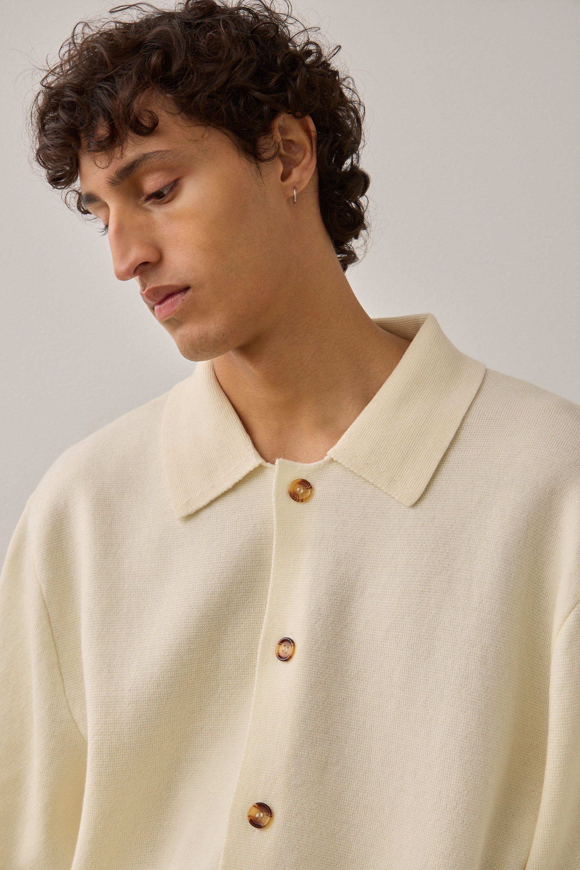 L/S Merino Wool Shirt Jacket in Cream